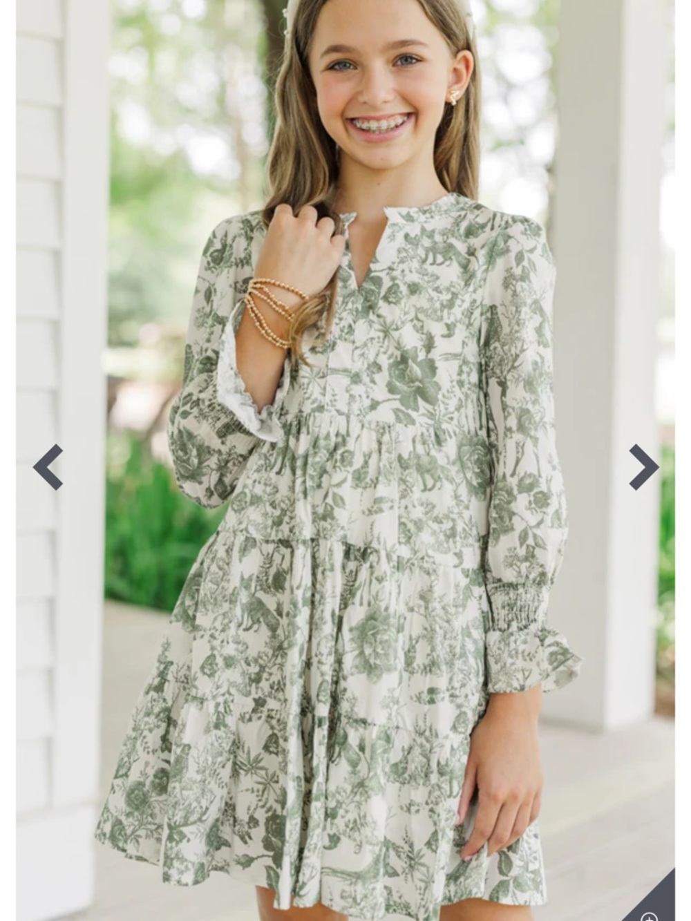 Shop the mint Girls Floral Tiered Dress in Sage Green Sz 10-12 Summer Rabbit